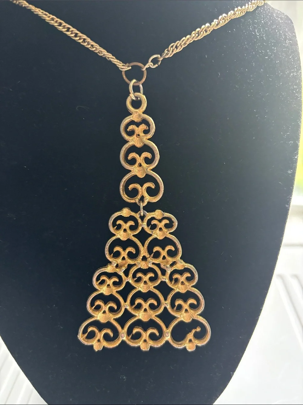 Gold-Tone Filigree Drop Necklace - Women’s Fashion Jewelry